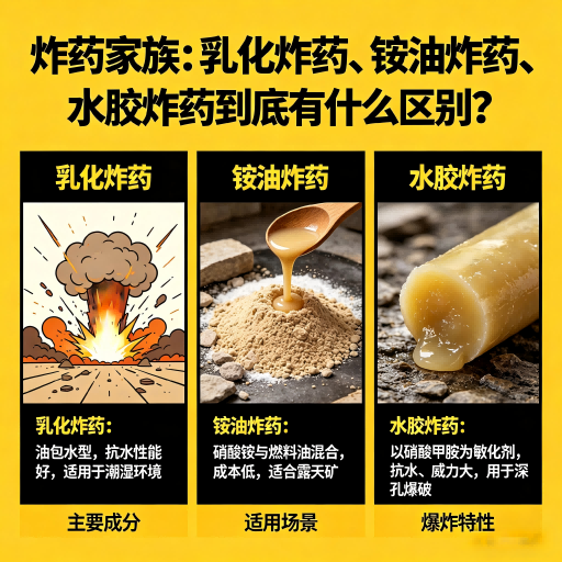 张湾炸药家族：乳化炸药、铵油炸药、水胶炸药到底有什么区别？